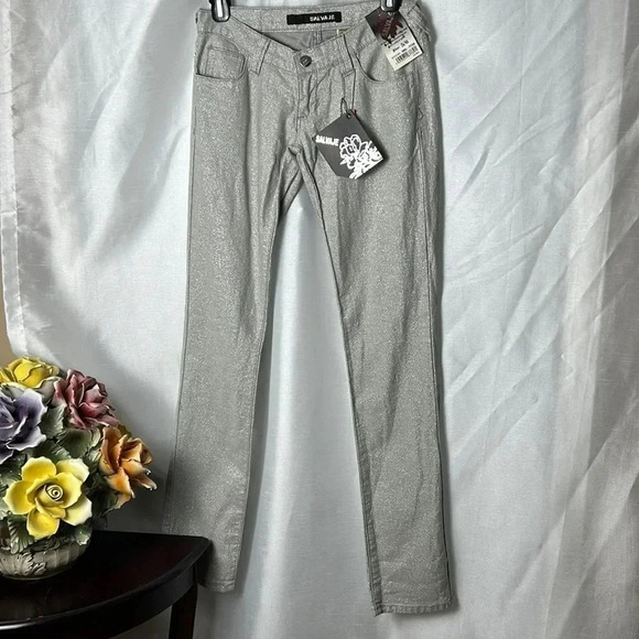RARE VTG NWT SILVER SALVAGE LOW RISE ,SKINNY SHINY women s jeans size 4,6 & 10 - Picture 2 of 15